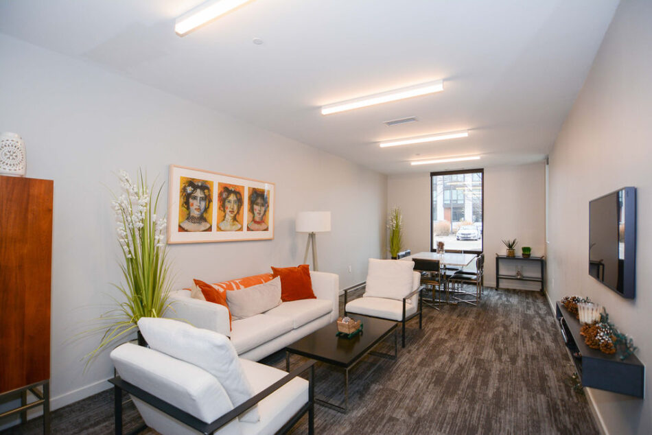 Cozy siting area in condo community area.