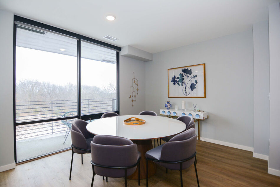 Dining area with beautiful view.
