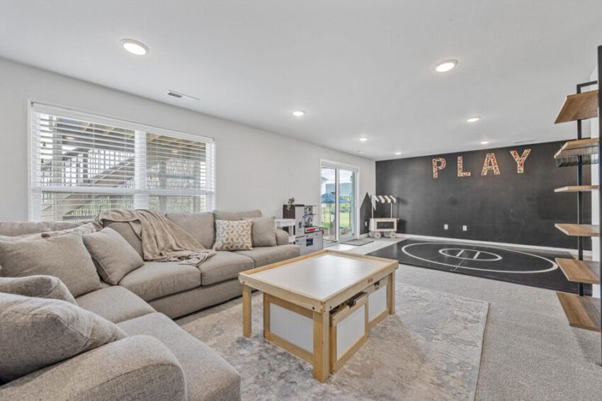 Walkout basement den and rec area.