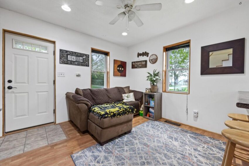 Living room with cozy seating.